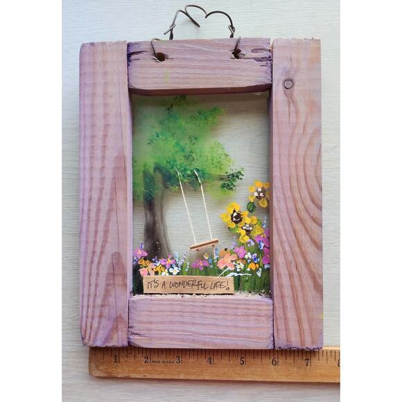 PICTURE*-Handcrafted Reclaimed Wood-Painted Glass-3D Wood Swing - Picture 9 of 9
